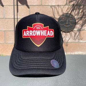 Arrowhead Water Trucker Hat Black/Red New! Snapback
